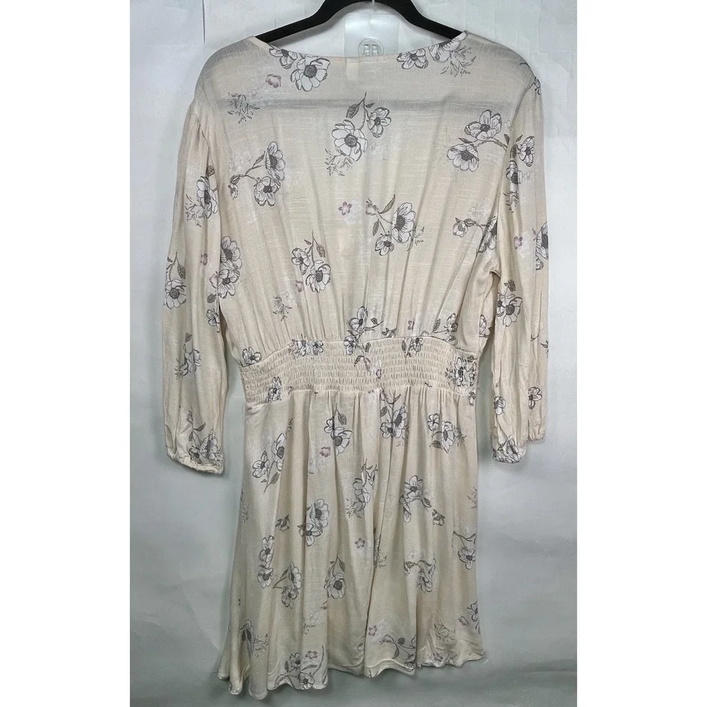 American Rag Cie Long Sleeve Lace Up Bodice Floral Dress in Cream Sz XL - Picture 11 of 11